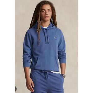 Polo Ralph Lauren Men’s Double Knit Blue Pullover Hoodie Sweater - size M